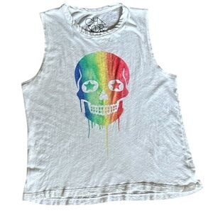 CHASER Rainbow Skull Graphic Tank Top – Size L